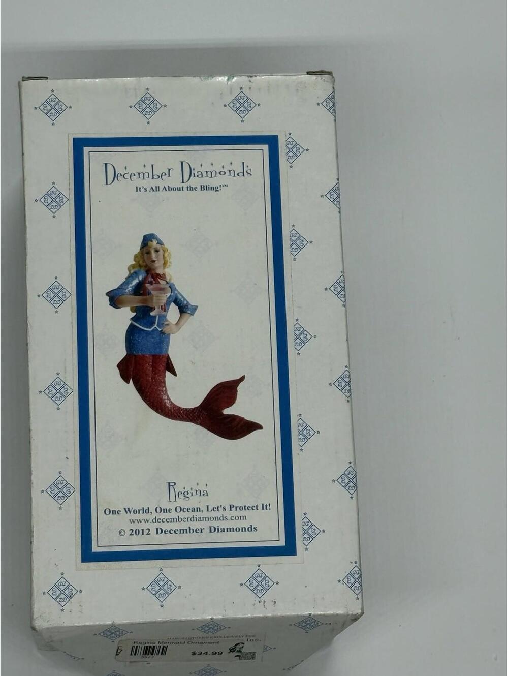 December Diamonds Regina Mermaid Ornament 2012 With Box Tag Glitter
